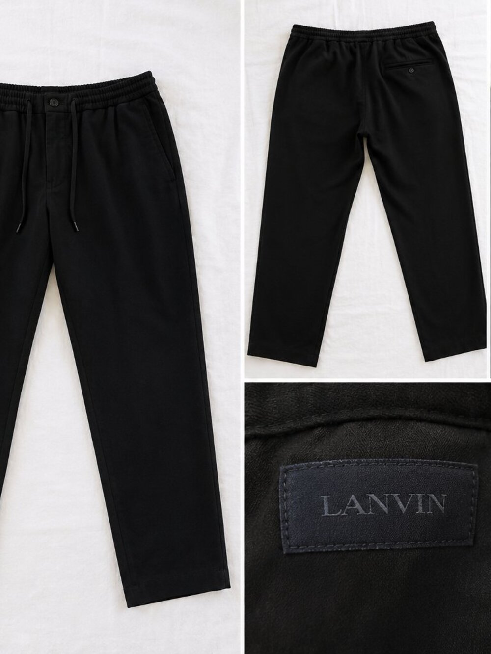 Lanvin Men's Black Drawstring Pants Made in Italy